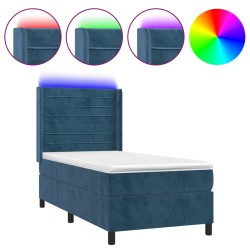 Boxspringbett mit Matratze & LED Dunkelblau 90x200 cm Samt