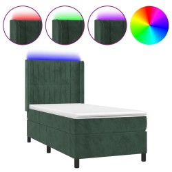 Boxspringbett mit Matratze & LED Dunkelgrün 100x200 cm Samt