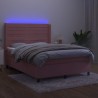 Boxspringbett mit Matratze & LED Rosa 140x200 cm Samt