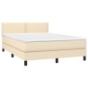 Boxspringbett mit Matratze Creme 140x190 cm Stoff