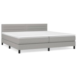 Boxspringbett mit Matratze Hellgrau 200x200 cm Stoff