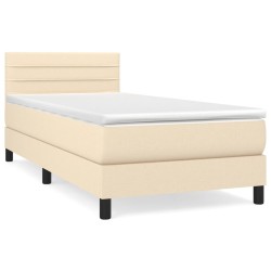 Boxspringbett mit Matratze Creme 90x190 cm Stoff