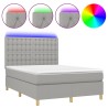 Boxspringbett mit Matratze & LED Hellgrau 140x190 cm Stoff