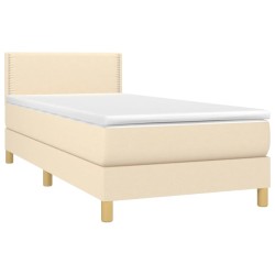 Boxspringbett mit Matratze Creme 90x190 cm Stoff