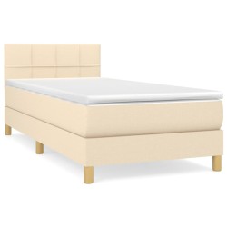 Boxspringbett mit Matratze Creme 90x190 cm Stoff