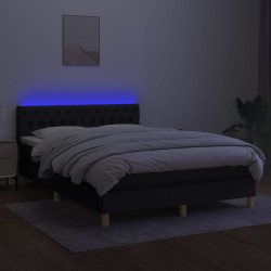 Boxspringbett mit Matratze & LED Schwarz 140x190 cm Stoff