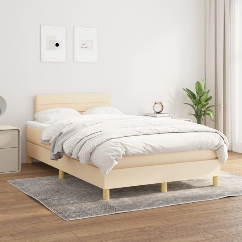 Boxspringbett mit Matratze Creme 120x200 cm Stoff