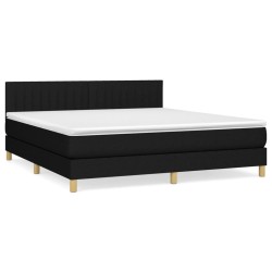 Boxspringbett mit Matratze Schwarz 180x200 cm Stoff