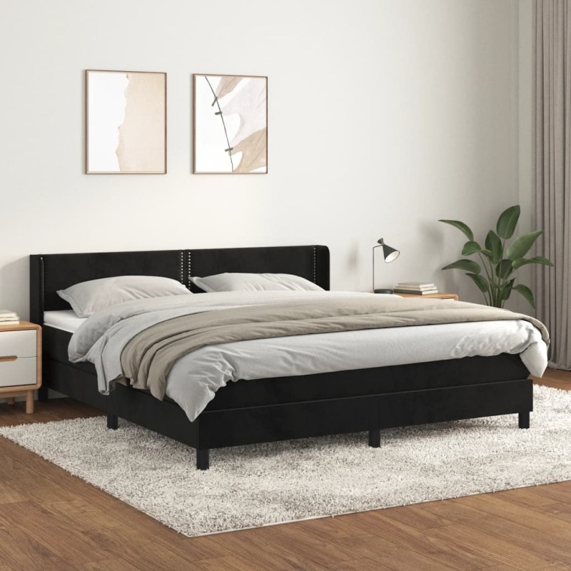 Boxspringbett mit Matratze Schwarz 160x200 cm Samt