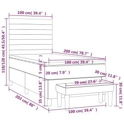 Boxspringbett mit Matratze Dunkelgrau 100x200 cm Samt