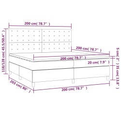 Boxspringbett mit Matratze & LED Rosa 200x200 cm Samt