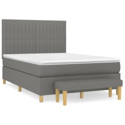 Boxspringbett mit Matratze Dunkelgrau 140x200 cm Stoff