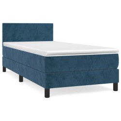 Boxspringbett mit Matratze Dunkelblau 90x190 cm Samt