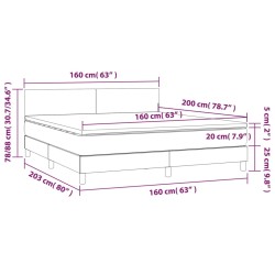 Boxspringbett mit Matratze Dunkelgrau 160x200 cm Samt