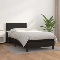 Boxspringbett mit Matratze Schwarz 90x200 cm Kunstleder