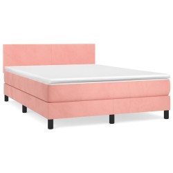 Boxspringbett mit Matratze Rosa 140x200 cm Samt