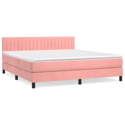 Boxspringbett mit Matratze Rosa 160x200 cm Samt