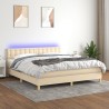 Boxspringbett mit Matratze & LED Creme 160x200 cm Stoff