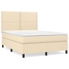 Boxspringbett mit Matratze Creme 140x190 cm Stoff