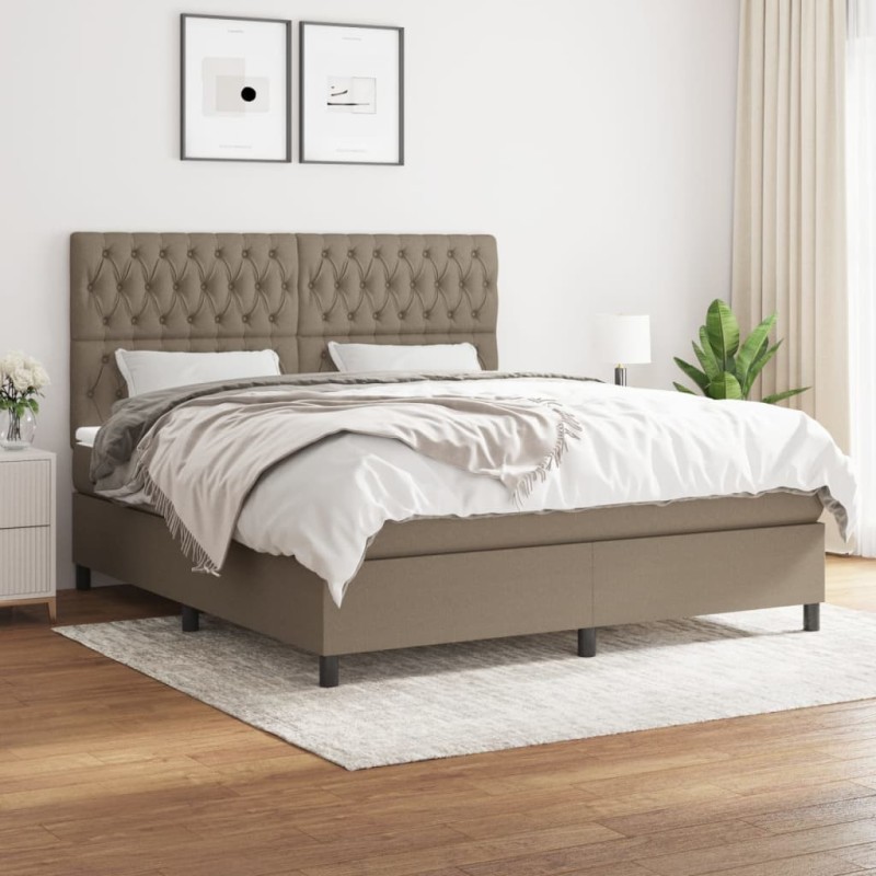 Boxspringbett mit Matratze Taupe 180x200 cm Stoff