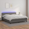 Boxspringbett mit Matratze & LED Grau 160x200 cm Kunstleder