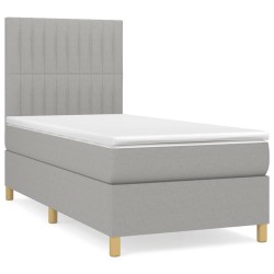 Boxspringbett mit Matratze Hellgrau 80x200 cm Stoff