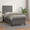 Boxspringbett mit Matratze Grau 90x200 cm Kunstleder