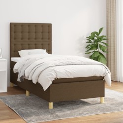 Boxspringbett mit Matratze Dunkelbraun 90x190 cm Stoff