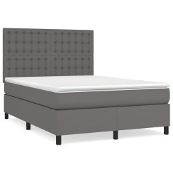 Boxspringbett mit Matratze Grau 140x200 cm Kunstleder