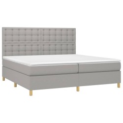 Boxspringbett mit Matratze Hellgrau 200x200 cm Stoff