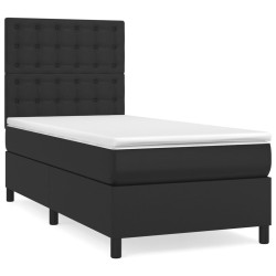 Boxspringbett mit Matratze Schwarz 80x200 cm Kunstleder