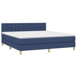 Boxspringbett mit Matratze & LED Blau 180x200 cm Stoff