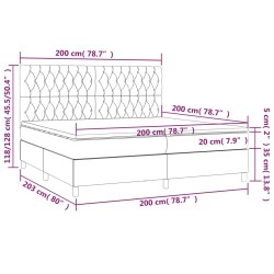 Boxspringbett mit Matratze Dunkelgrau 200x200 cm Samt