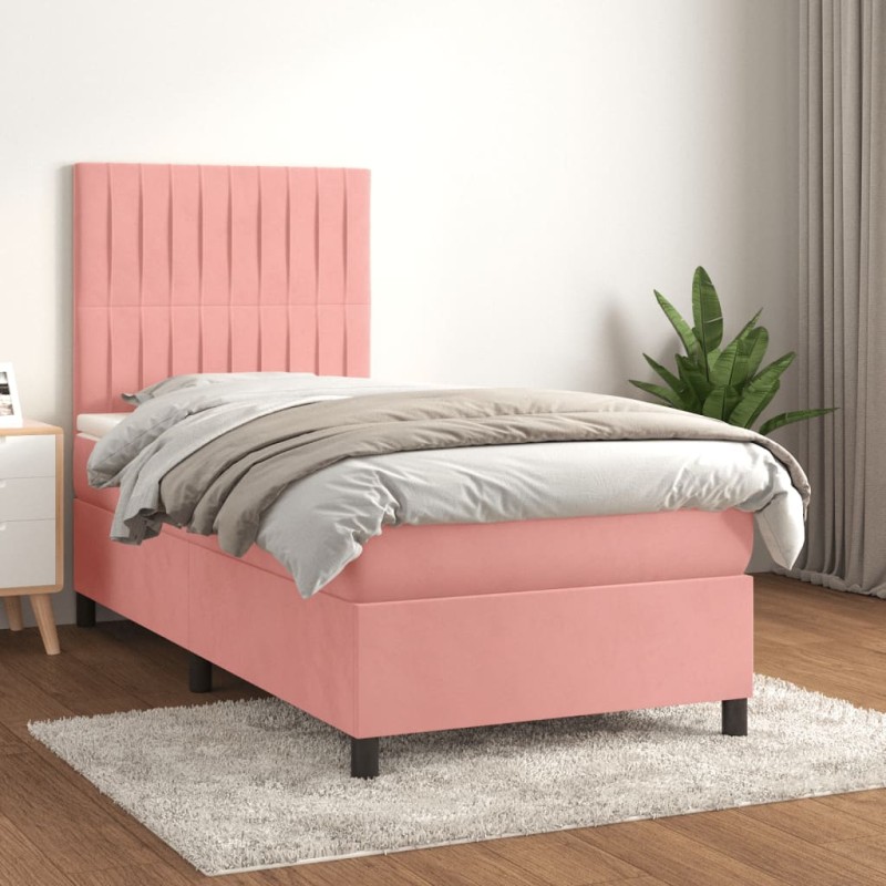 Boxspringbett mit Matratze Rosa 90x190 cm Samt