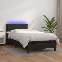 Boxspringbett mit Matratze & LED Schwarz 80x200 cm Kunstleder