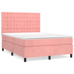 Boxspringbett mit Matratze Rosa 140x200 cm Samt