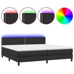 Boxspringbett mit Matratze & LED Schwarz 200x200 cm Kunstleder