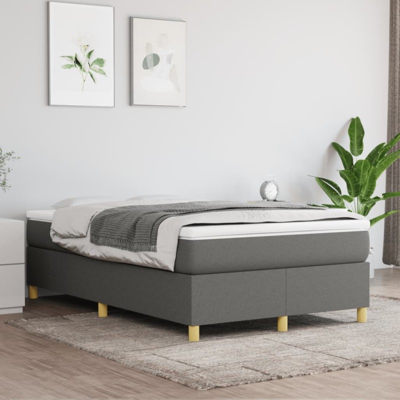 Boxspringbett mit Matratze Dunkelgrau 120x200 cm Stoff