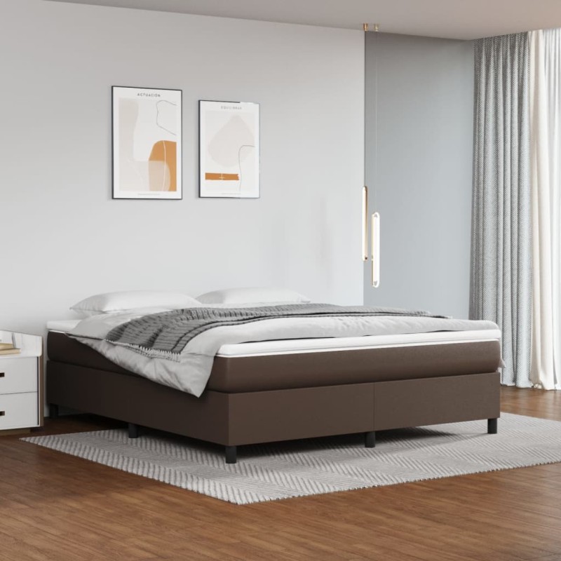 Boxspringbett mit Matratze Braun 160x200 cm Kunstleder