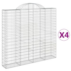 Gabionen mit Hochbogen 4 Stk. 200x30x180/200cm Verzinktes Eisen