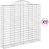 Gabionen mit Hochbogen 9 Stk. 200x50x180/200cm Verzinktes Eisen