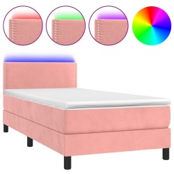 Boxspringbett mit Matratze & LED Rosa 80x200 cm Samt