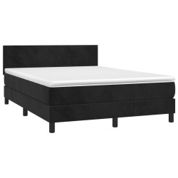 Boxspringbett mit Matratze & LED Schwarz 140x200 cm Samt