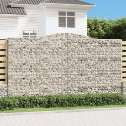 Gabionen mit Hochbogen 4 Stk. 400x50x220/240cm Verzinktes Eisen