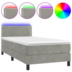 Boxspringbett mit Matratze & LED Hellgrau 80x200 cm Samt