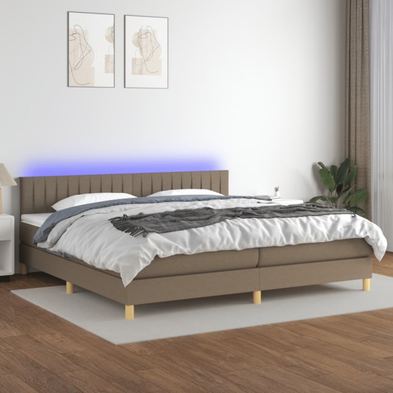 Boxspringbett mit Matratze & LED Taupe 200x200 cm Stoff