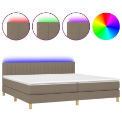 Boxspringbett mit Matratze & LED Taupe 200x200 cm Stoff