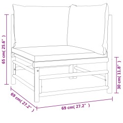 7-tlg. Garten-Lounge-Set mit Grünen Kissen Bambus