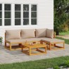 5-tlg. Garten-Lounge-Set mit Taupe Kissen Massivholz