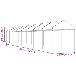 Pavillon mit Dach Weiß 17,84x2,28x2,69 m Polyethylen